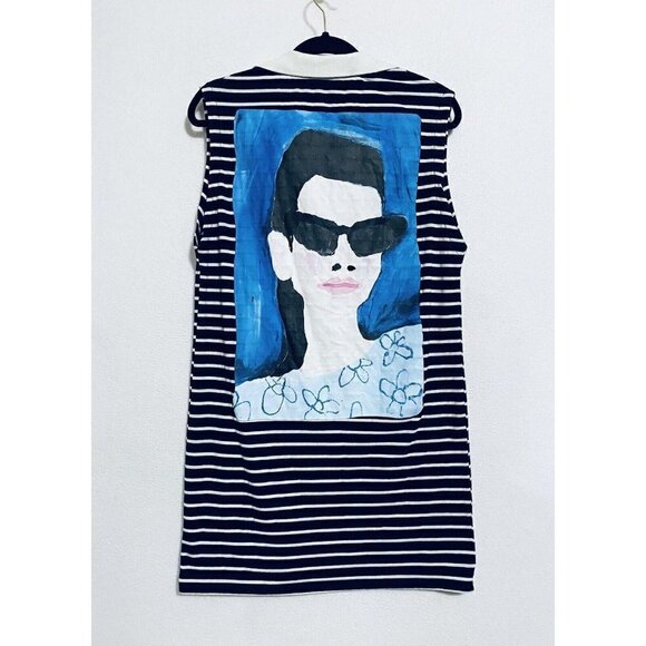 Zara Natacha Paschal Polo Dress Womens Small Striped Sleeveless Art to Wear - Picture 6 of 9
